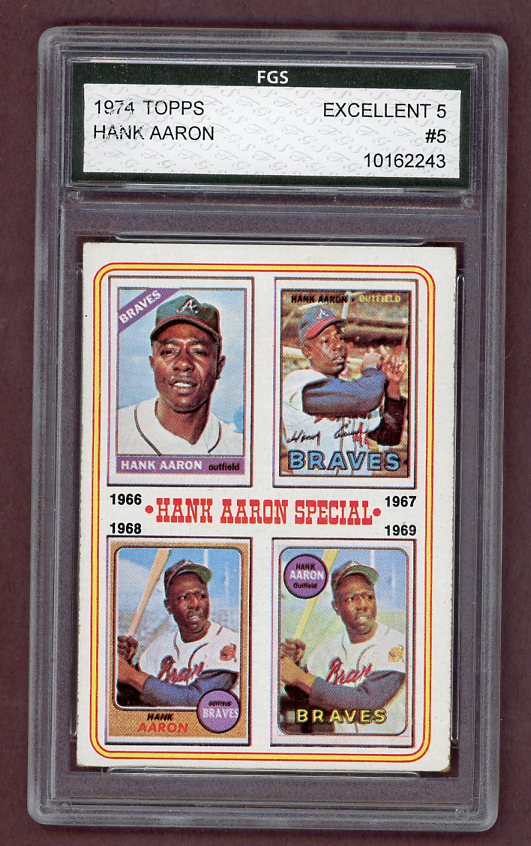 1974 Topps Baseball #5 Hank Aaron Braves FGS 5 EX 518012