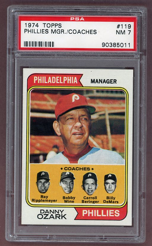 1974 Topps Baseball #119 Danny Ozark Phillies PSA 7 NM 518026