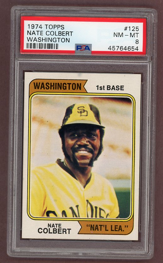 1974 Topps Baseball #125 Nate Colbert Padres PSA 8 NM/MT Variation 518029