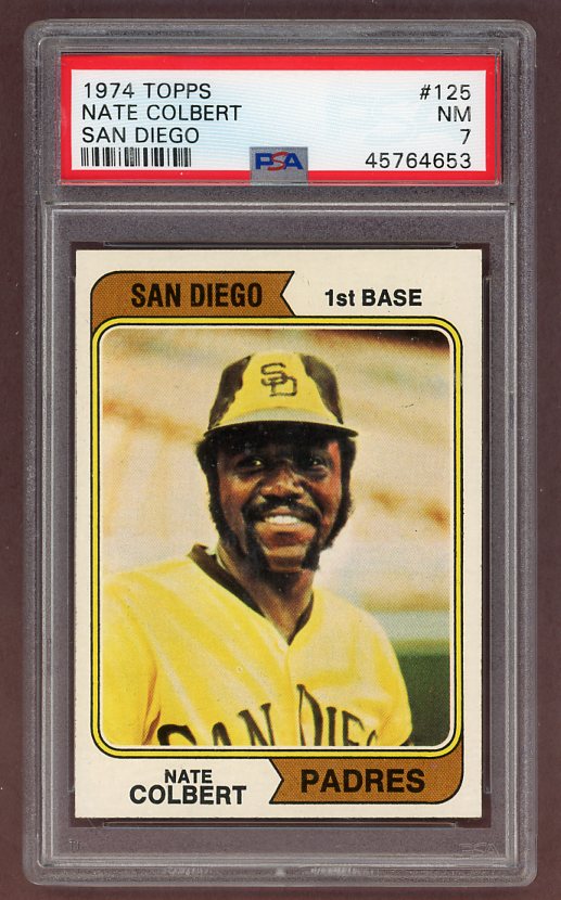 1974 Topps Baseball #125 Nate Colbert Padres PSA 7 NM 518030