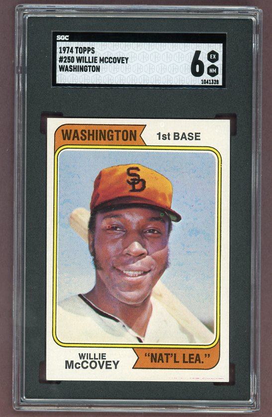 1974 Topps Baseball #250 Willie McCovey Padres SGC 6 EX-MT Variation 518039