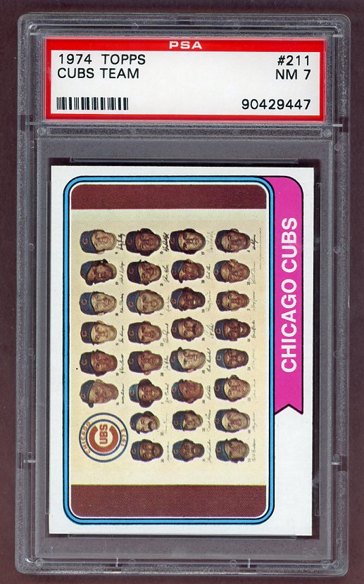 1974 Topps Baseball #211 Chicago Cubs Team PSA 7 NM 518042