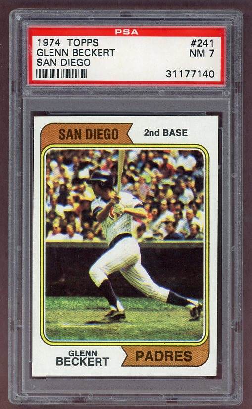 1974 Topps Baseball #241 Glenn Beckert Padres PSA 7 NM 518046