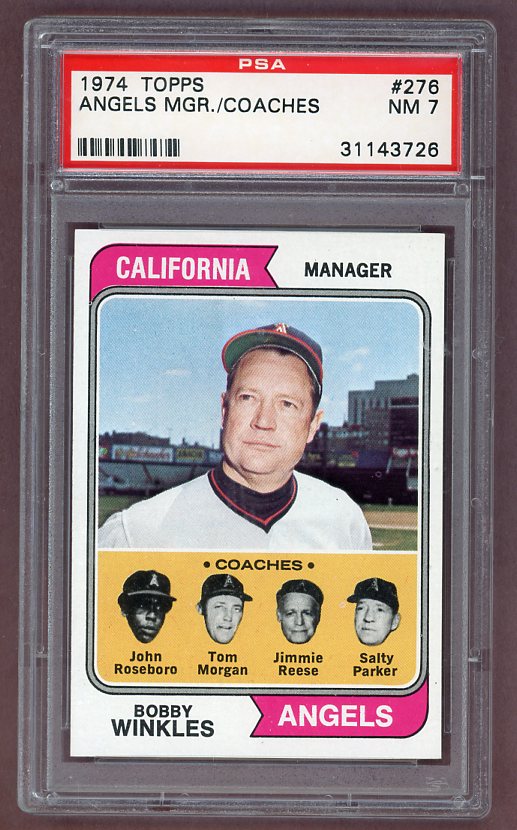 1974 Topps Baseball #276 Bobby Winkles Angels PSA 7 NM 518054