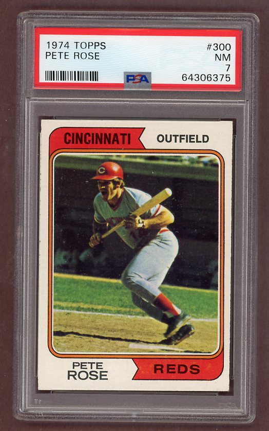 1974 Topps Baseball #300 Pete Rose Reds PSA 7 NM 518056