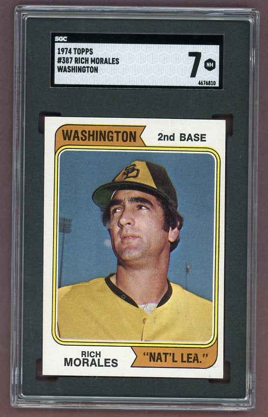 1974 Topps Baseball #387 Rich Morales Padres SGC 7 NM Variation 518067