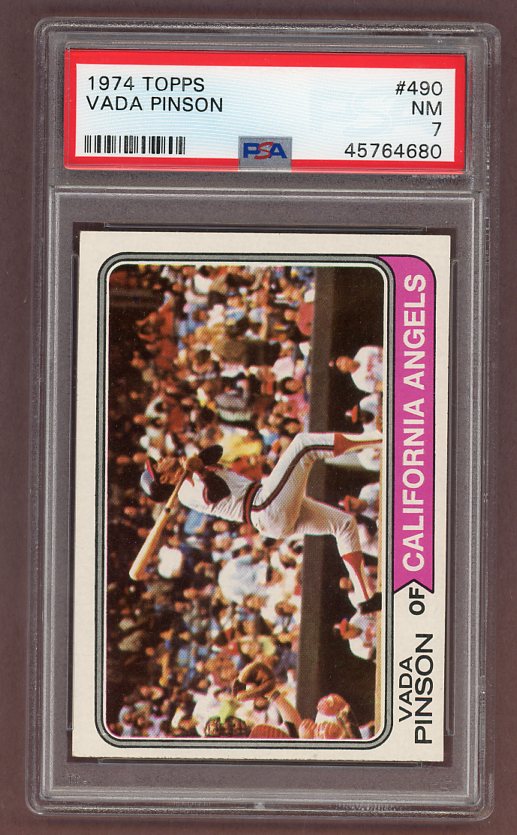 1974 Topps Baseball #490 Vada Pinson Angels PSA 7 NM 518079