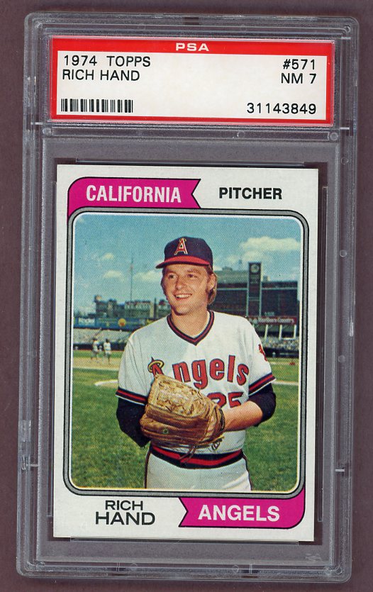 1974 Topps Baseball #571 Rich Hand Angels PSA 7 NM 518088