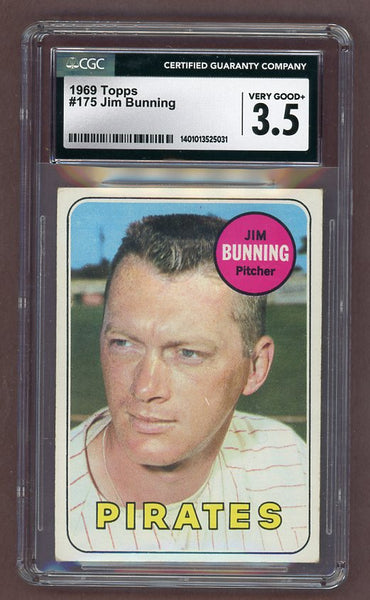 1969 Topps Baseball #175 Jim Bunning Pirates CGC 3.5 VG+ 518108