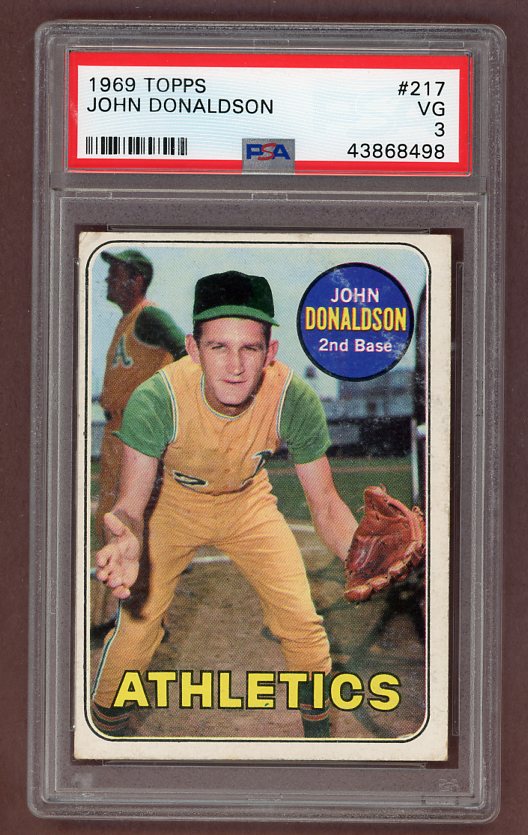 1969 Topps Baseball #217 John Donaldson A's PSA 3 VG 518114