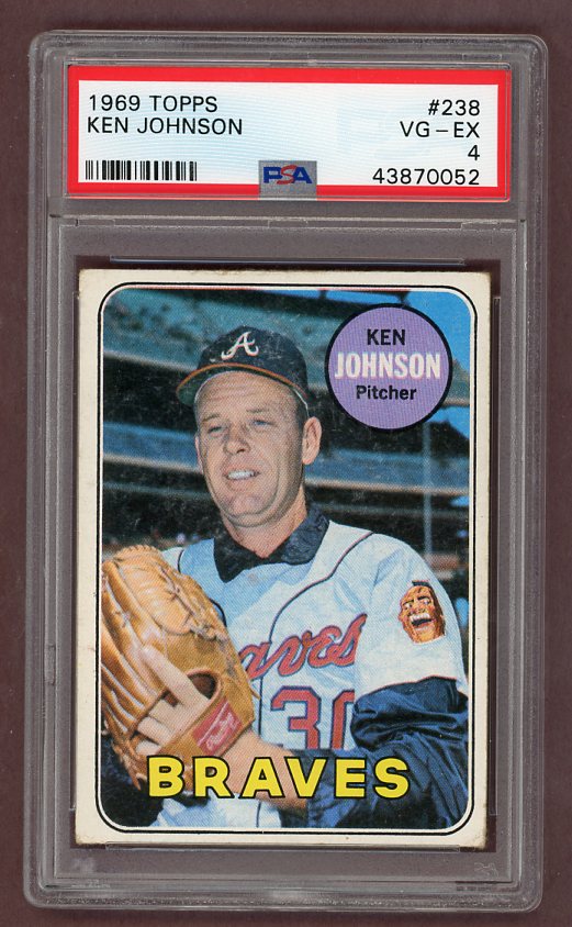 1969 Topps Baseball #238 Ken Johnson Braves PSA 4 VG-EX 518116