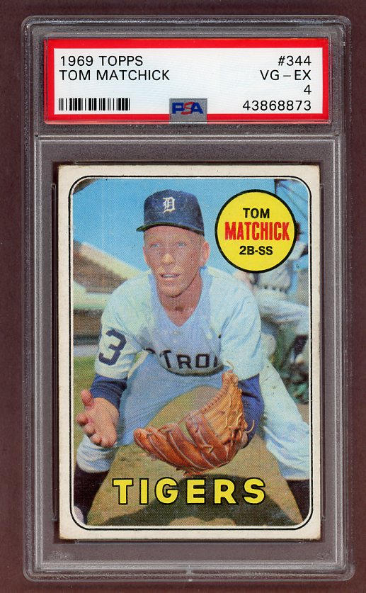 1969 Topps Baseball #344 Tom Matchick Tigers PSA 4 VG-EX 518131