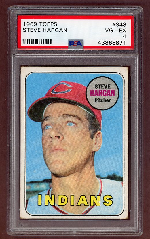 1969 Topps Baseball #348 Steve Hargan Indians PSA 4 VG-EX 518134