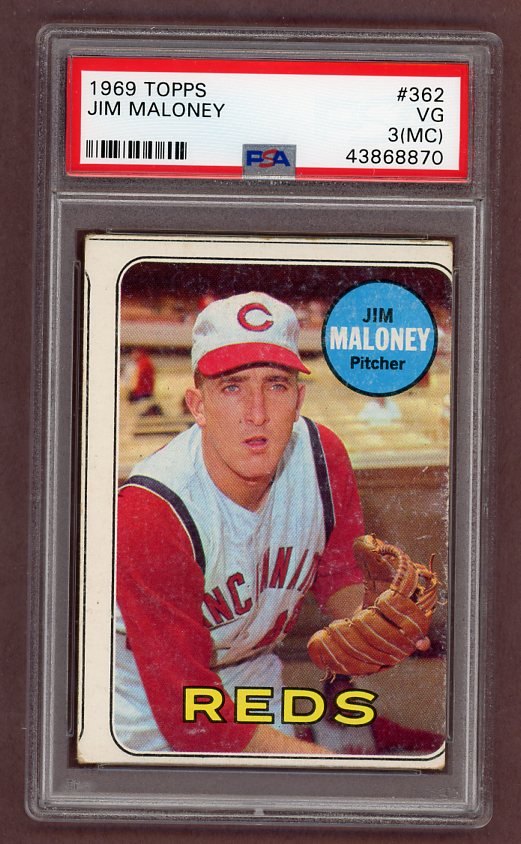 1969 Topps Baseball #362 Jim Maloney Reds PSA 3 VG mc 518137