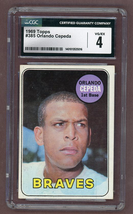 1969 Topps Baseball #385 Orlando Cepeda Braves CGC 4 VG-EX 518144