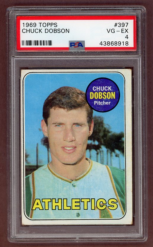 1969 Topps Baseball #397 Chuck Dobson A's PSA 4 VG-EX 518150