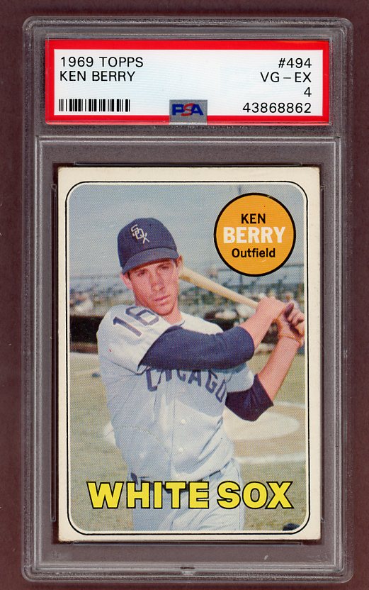 1969 Topps Baseball #494 Ken Berry White Sox PSA 4 VG-EX 518175