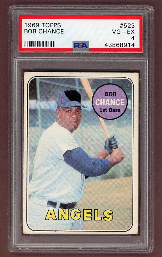 1969 Topps Baseball #523 Bob Chance Angels PSA 4 VG-EX 518178