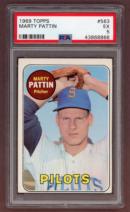 1969 Topps Baseball #563 Marty Pattin Pilots PSA 5 EX 518182