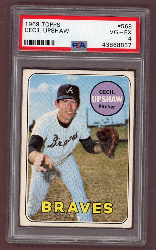 1969 Topps Baseball #568 Cecil Upshaw Braves PSA 4 VG-EX 518183