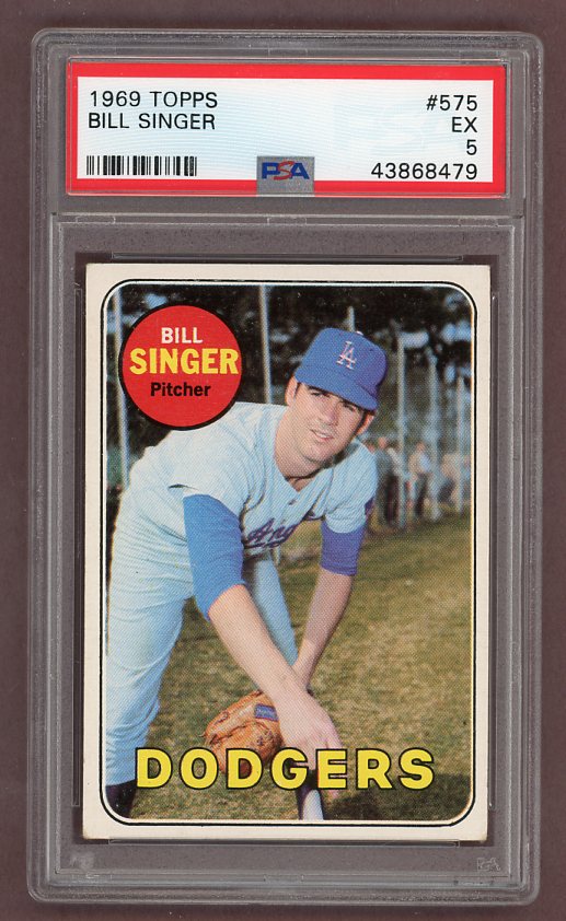 1969 Topps Baseball #575 Bill Singer Dodgers PSA 5 EX 518184