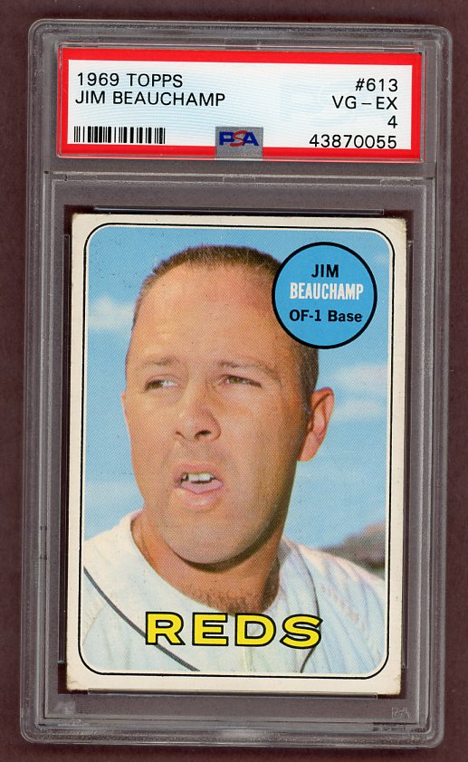 1969 Topps Baseball #613 Jim Beauchamp Reds PSA 4 VG-EX 518192