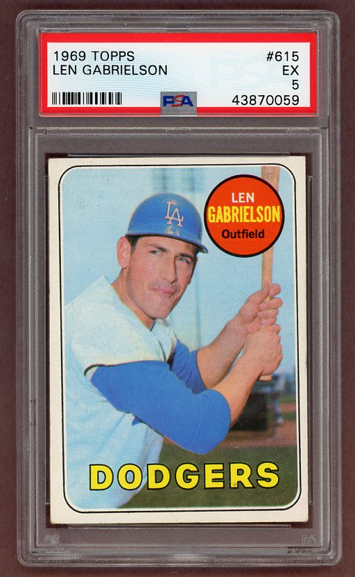 1969 Topps Baseball #615 Len Gabrielson Dodgers PSA 5 EX 518194