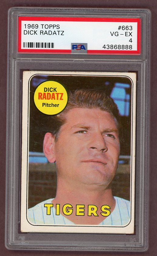 1969 Topps Baseball #663 Dick Radatz Tigers PSA 4 VG-EX 518207