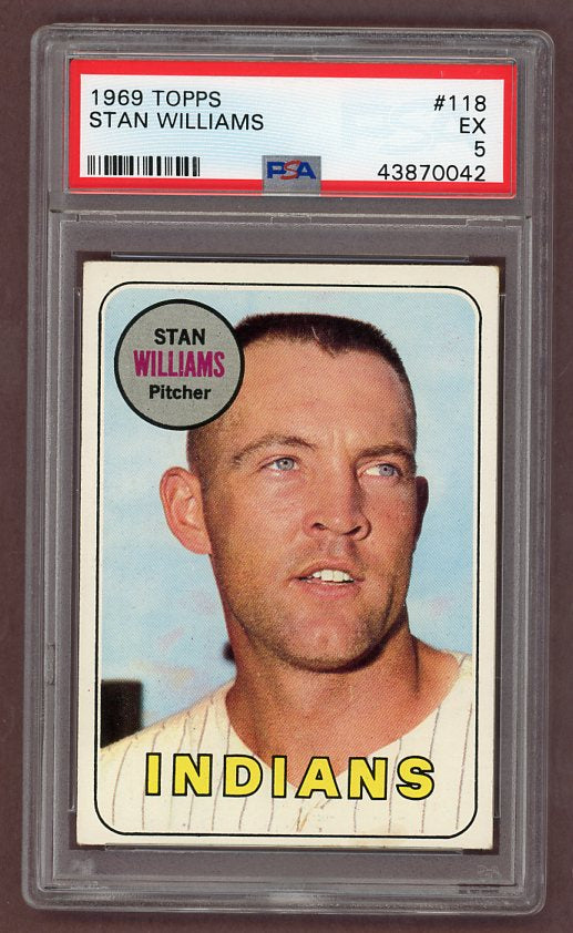 1969 Topps Baseball #118 Stan Williams Indians PSA 5 EX 518223