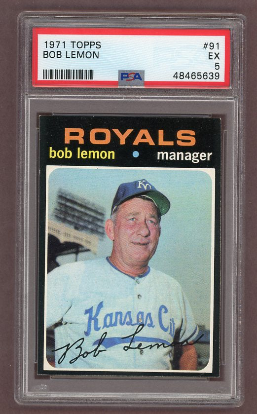 1971 Topps Baseball #091 Bob Lemon Royals PSA 5 EX 518257