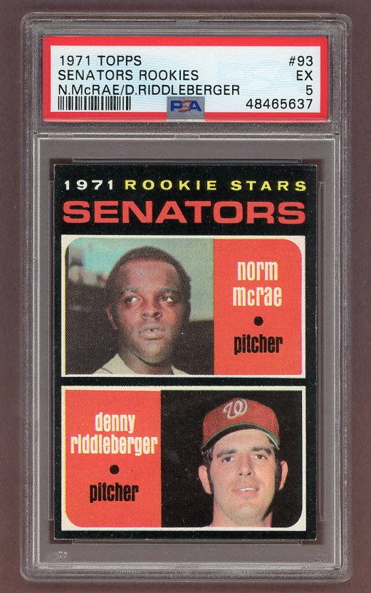 1971 Topps Baseball #093 Norm McRae Senators PSA 5 EX 518259