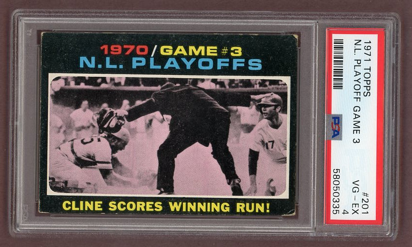 1971 Topps Baseball #201 N.L. Play Offs Game 3 Ty Cline PSA 4 VG-EX 518277