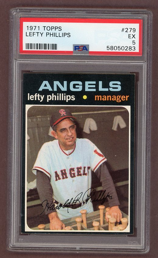 1971 Topps Baseball #279 Lefty Phillips Angels PSA 5 EX 518296