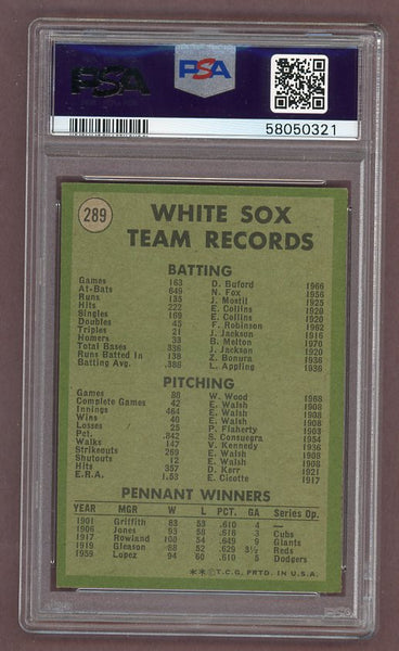 1971 Topps Baseball #289 Chicago White Sox Team PSA 5 EX 518305