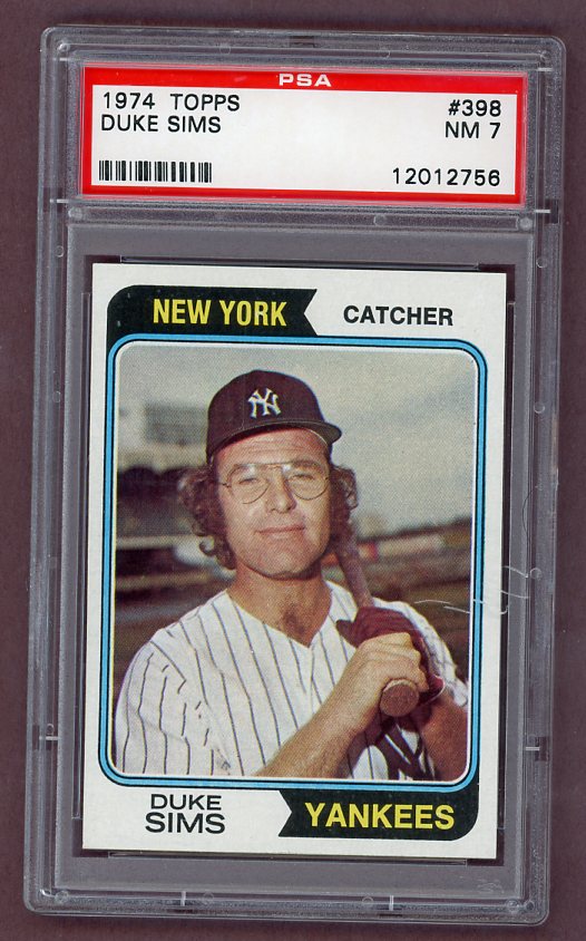 1974 Topps Baseball #398 Duke Sims Yankees PSA 7 NM 518326