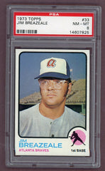 1973 Topps Baseball #033 Jim Breazeale Braves PSA 8 NM/MT 518331