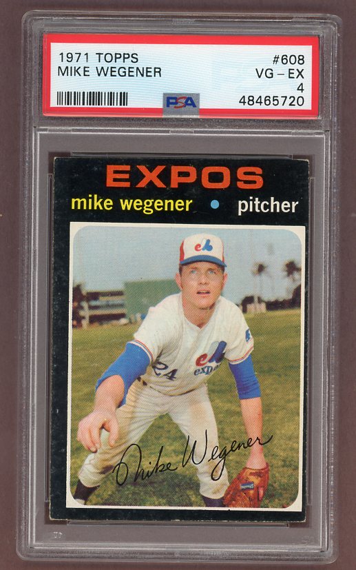 1971 Topps Baseball #608 Mike Wegener Expos PSA 4 VG-EX 518369