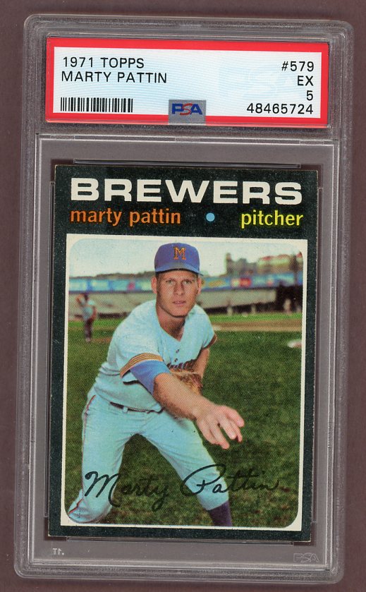 1971 Topps Baseball #579 Marty Pattin Brewers PSA 5 EX 518375