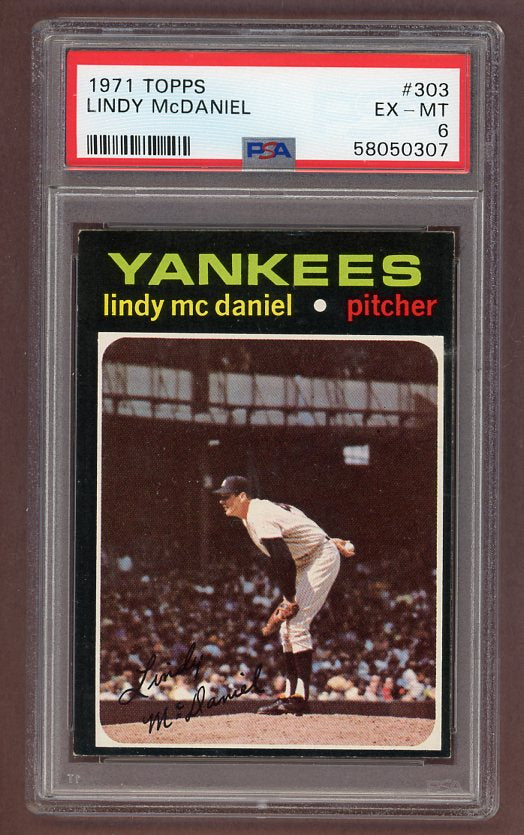 1971 Topps Baseball #303 Lindy McDaniel Yankees PSA 6 EX-MT 518380