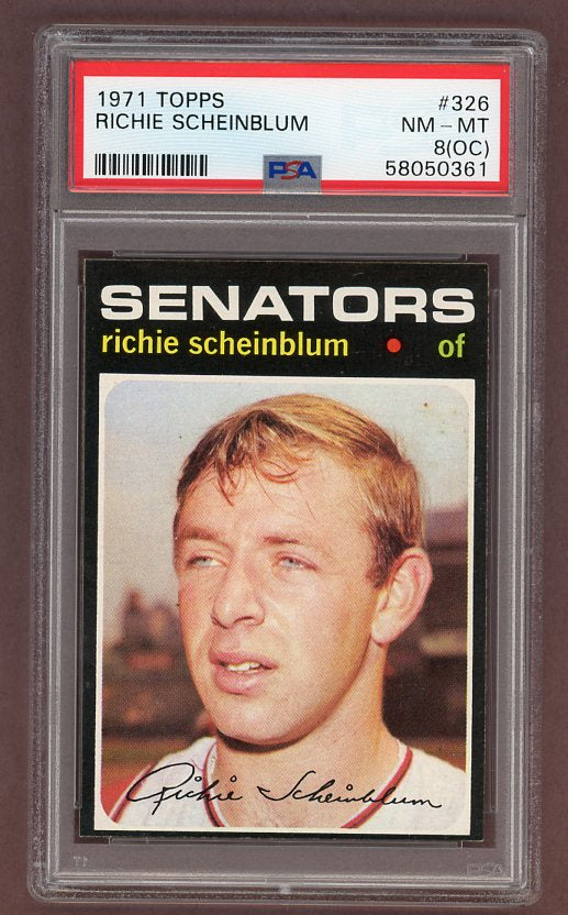 1971 Topps Baseball #326 Richie Scheinblum Senators PSA 8 NM/MT oc 518397