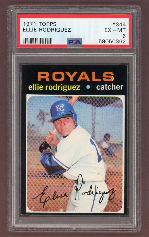 1971 Topps Baseball #344 Ellie Rodriguez Royals PSA 6 EX-MT 518408