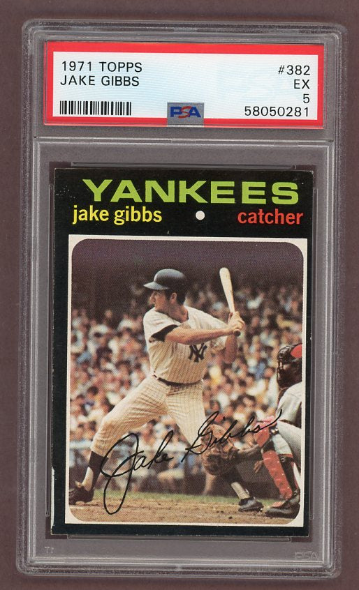 1971 Topps Baseball #382 Jake Gibbs Yankees PSA 5 EX 518431