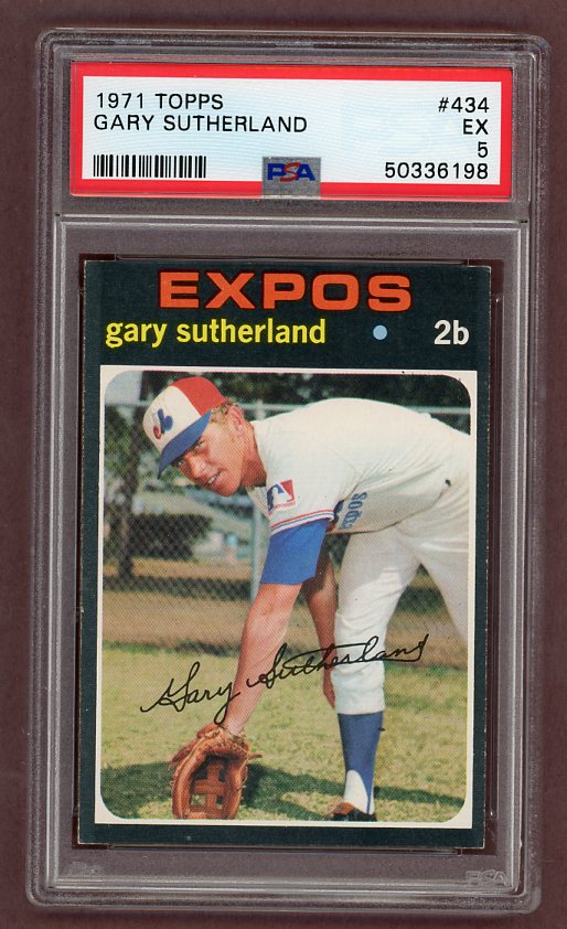 1971 Topps Baseball #434 Gary Sutherland Expos PSA 5 EX 518443