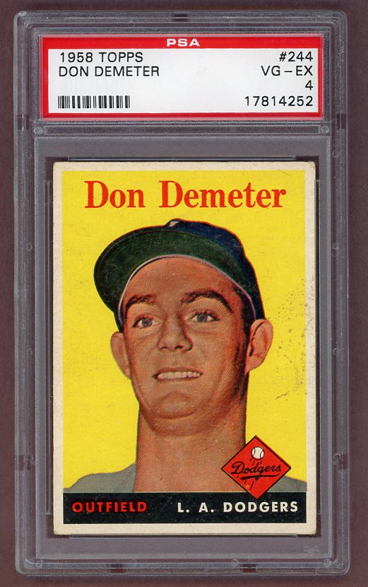 1958 Topps Baseball #244 Don Demeter Dodgers PSA 4 VG-EX 518448