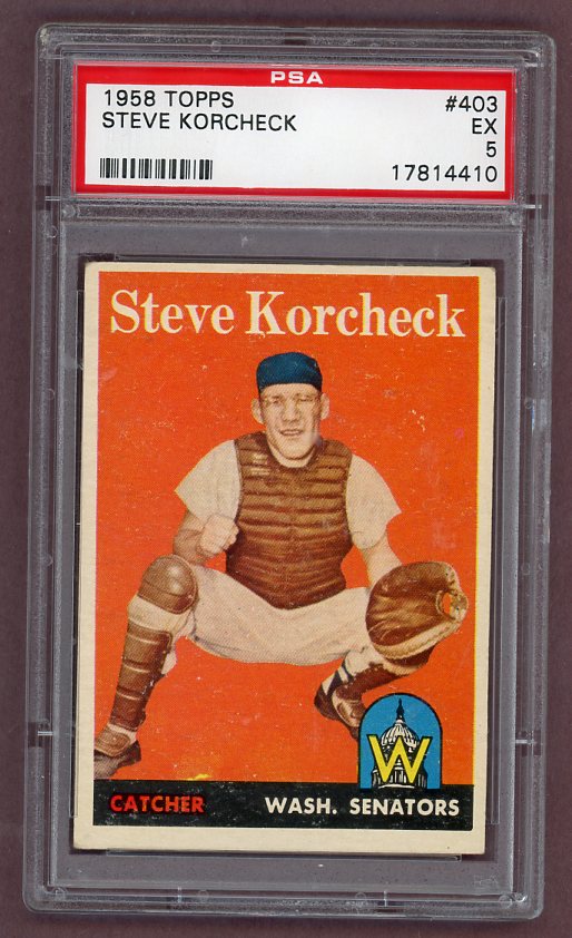 1958 Topps Baseball #403 Steve Korcheck Senators PSA 5 EX 518451