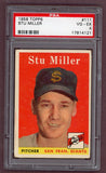 1958 Topps Baseball #111 Stu Miller Giants PSA 4 VG-EX 518455