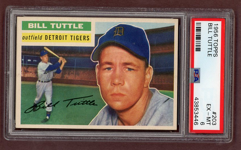 1956 Topps Baseball #203 Bill Tuttle Tigers PSA 6 EX-MT 518458