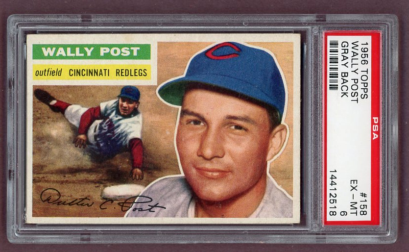 1956 Topps Baseball #158 Wally Post Reds PSA 6 EX-MT Gray 518475