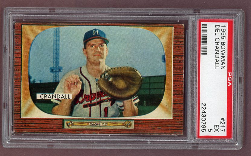 1955 Bowman Baseball #217 Del Crandall Braves PSA 5 EX 518529