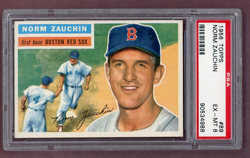 1956 Topps Baseball #089 Norm Zauchin Red Sox PSA 6 EX-MT White 518564